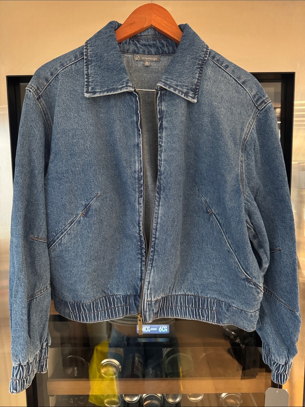 Wit & Wisdom Denim Bomber Jacket Mid Blue Size M NWT - Picture 2 of 7